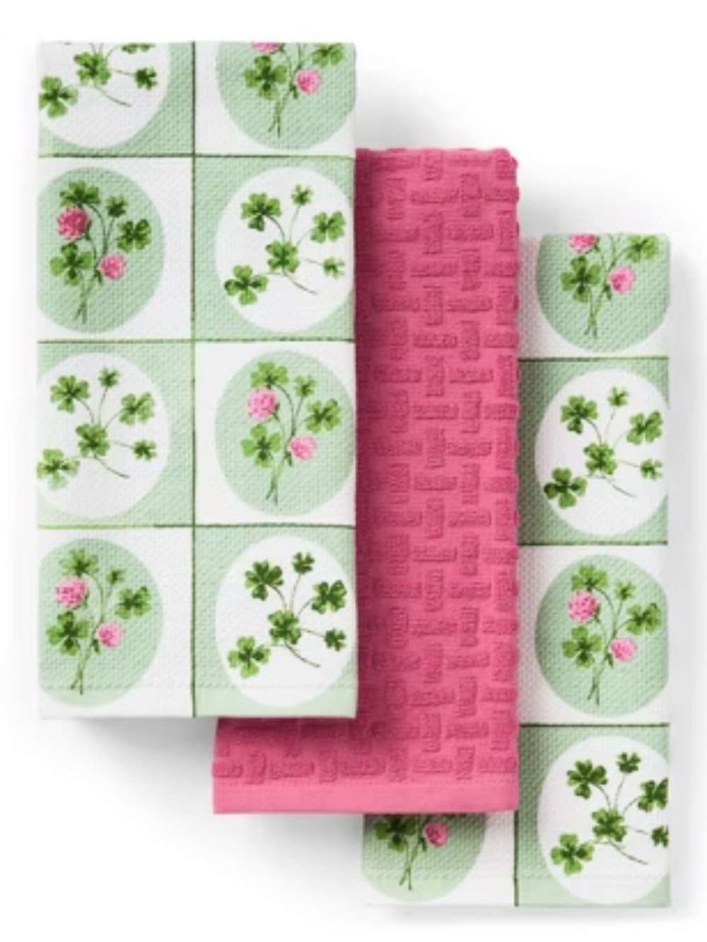 Floral Pink & Green Kitchen Towel Set